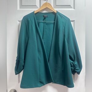 Torrid Green Draped Open-Front Jacket